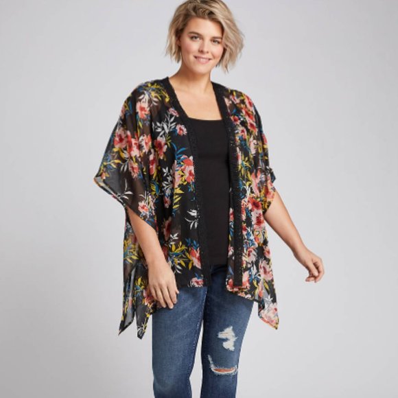 Lane Bryant Plus Size Crochet Overpiece Kimono - Picture 3 of 8